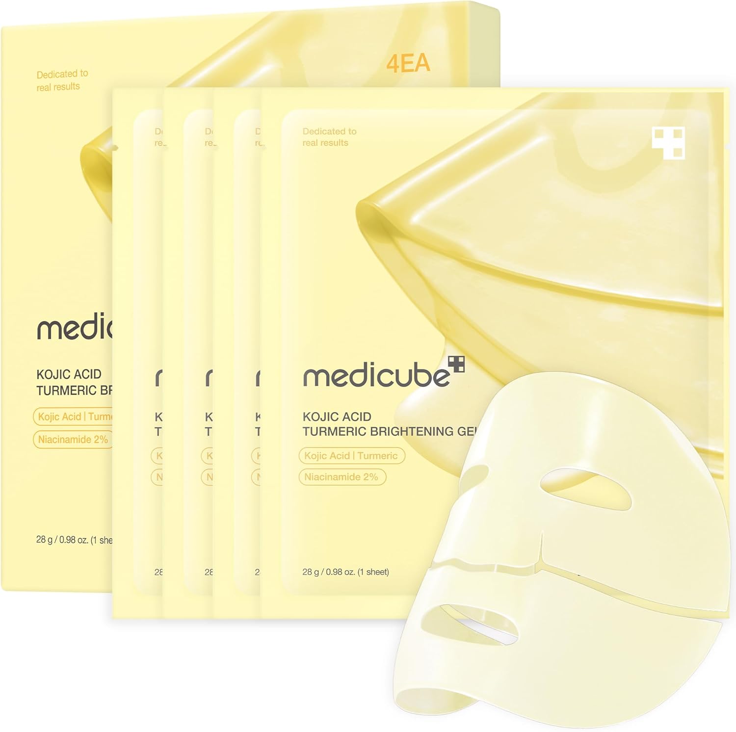 MEDICUBE-KOJIC ACID TURMERIC BRIGHTENING GEL MASK 4pcs