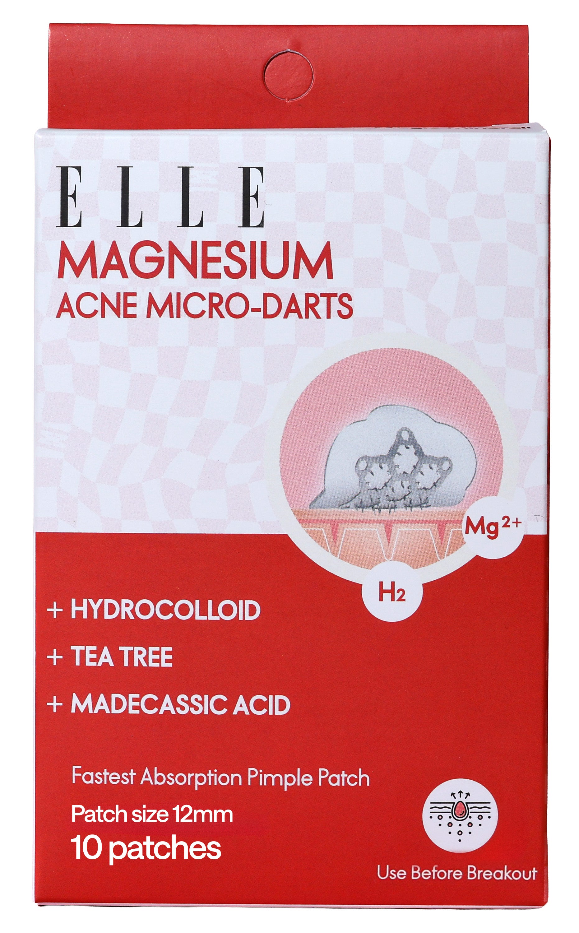 ELLE Magnesium Acne Patch | Micro-Dart | Magnesium - The Magic Mineral | Deep Penetrating Hydrocolloid Pimple Patch | Early Stage & Pus Pimples | Tea Tree & Madecassic Acid | 10 Patches