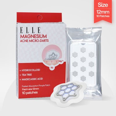 ELLE Magnesium Acne Patch | Micro-Dart | Magnesium - The Magic Mineral | Deep Penetrating Hydrocolloid Pimple Patch | Early Stage & Pus Pimples | Tea Tree & Madecassic Acid | 10 Patches