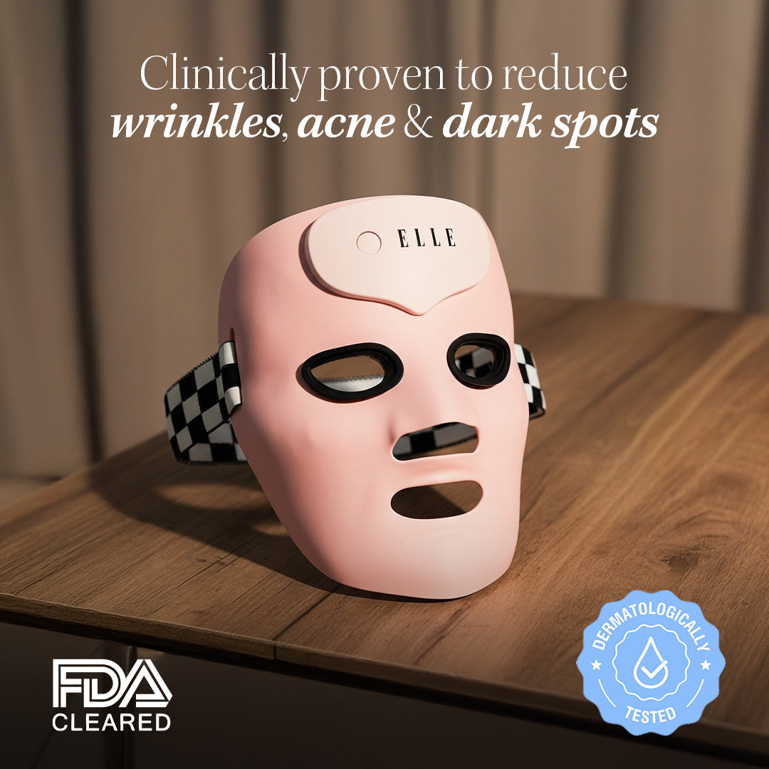 ELLE Radiance Boost Pro LED Face Mask – FDA Approved & Clinically Proven Light Therapy for Glowing, Youthful Skin | Red, Blue & Infrared Light | Boosts Collagen, Reduces Wrinkles, Breakouts & Blemishes | Comfortable Silicone Fit