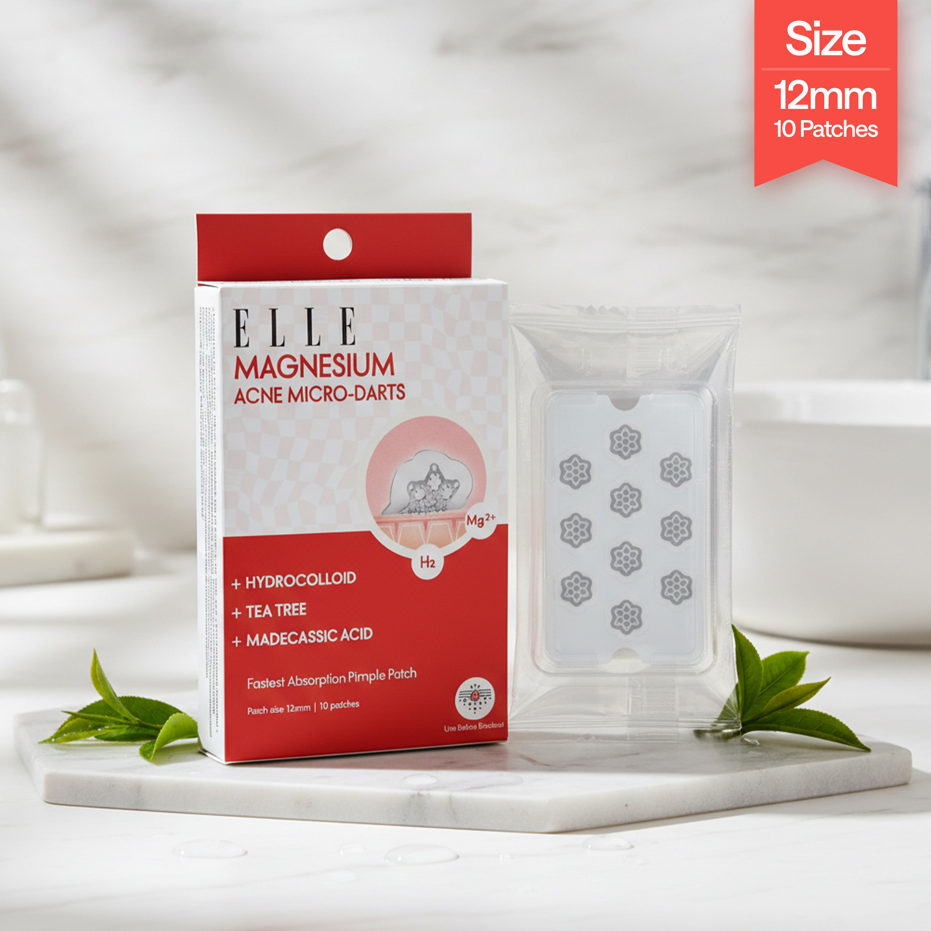 ELLE Magnesium Acne Patch | Micro-Dart | Magnesium - The Magic Mineral | Deep Penetrating Hydrocolloid Pimple Patch | Early Stage & Pus Pimples | Tea Tree & Madecassic Acid | 10 Patches